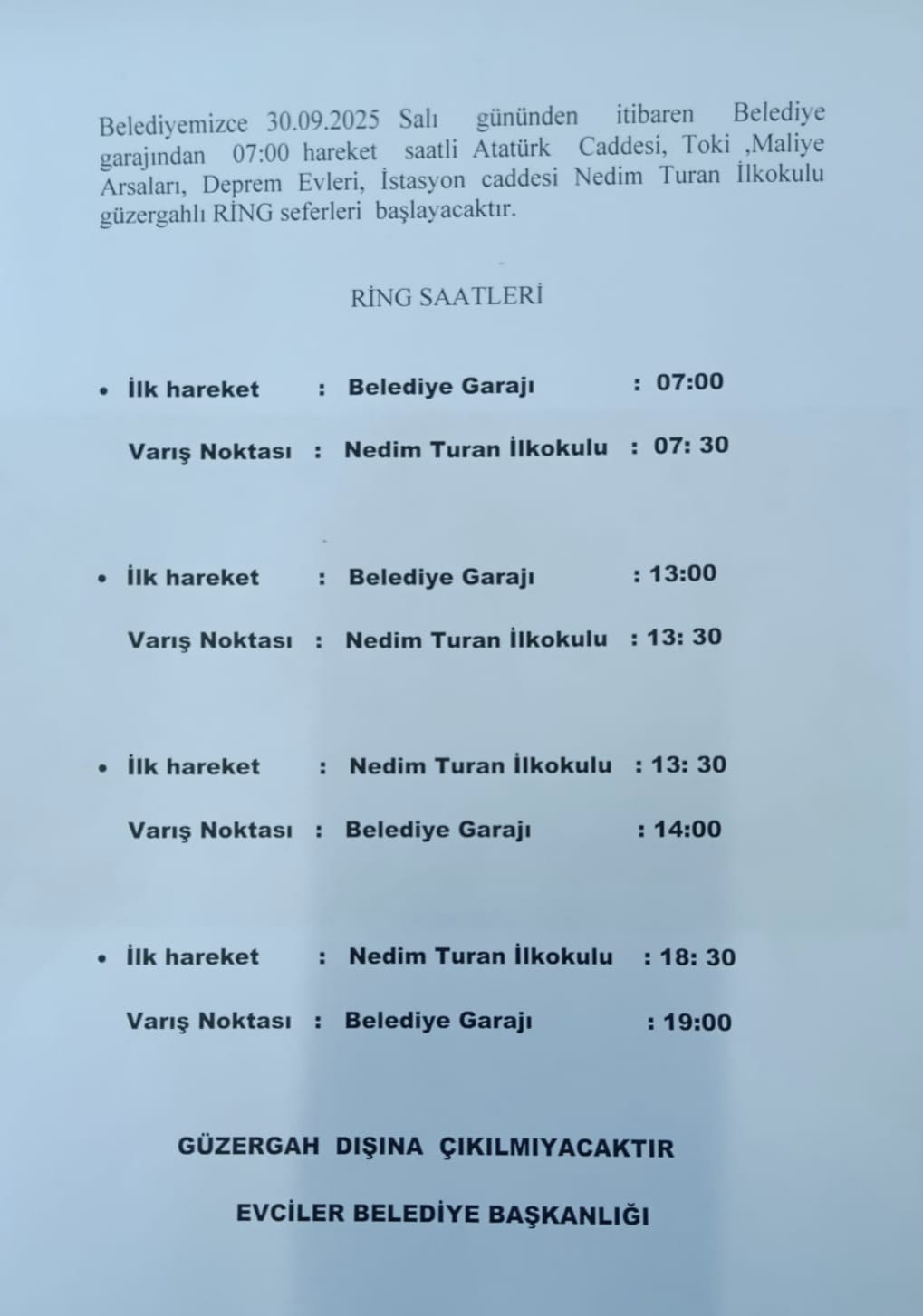 Evciler Belediyesi Ulaştırma Hizmetlerinden